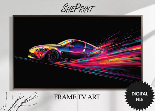 Frame TV Art For Boys | Car In Full Speed Abstract Art preview