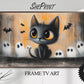 Samsung Frame TV Art For Kids | Cute Halloween Cat Charcoal Drawing preview