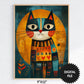 Printable Wall Art for Kids, Boho Style Cat at Sunset Print
