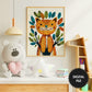 Printable Wall Art for Kids, Boho Style Funny Cat on Tree Print preview in kids room
