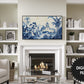 Chinoiserie Landscape Frame TV Art | Blue Beige Tones preview in modern living room