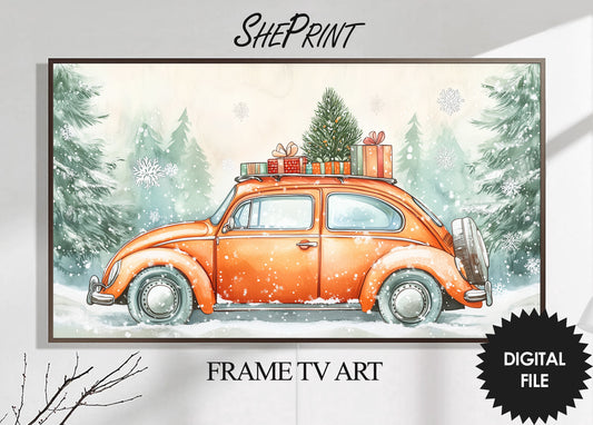 Samsung Frame TV Art | Cute Christmas Beetle Car TV Art preview