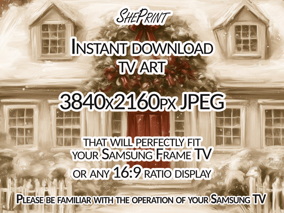 Christmas Cottage Frame TV Art | 3840 x 2160px JPEG | Instant Digital Download