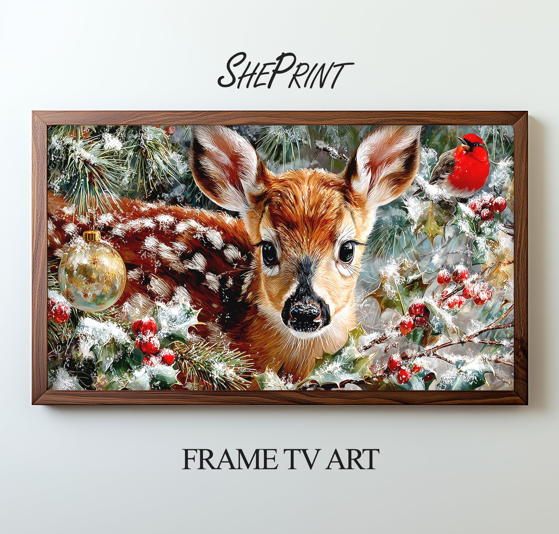 Samsung Frame TV Art Christmas Deer preview on screen