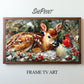 Samsung Frame TV Art Christmas Deer and Red Robin 