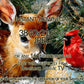 Samsung Frame TV Art Christmas Deer and Red Robin close up view