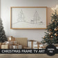 Samsung Frame TV Art Christmas Trees Line Art, Minimalism preview with wooden frame, rustic ambience