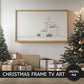 Samsung Frame TV Art, Christmas Presents Line Art, Minimalist Christmas TV Art, preview in rustic Christmas ambience