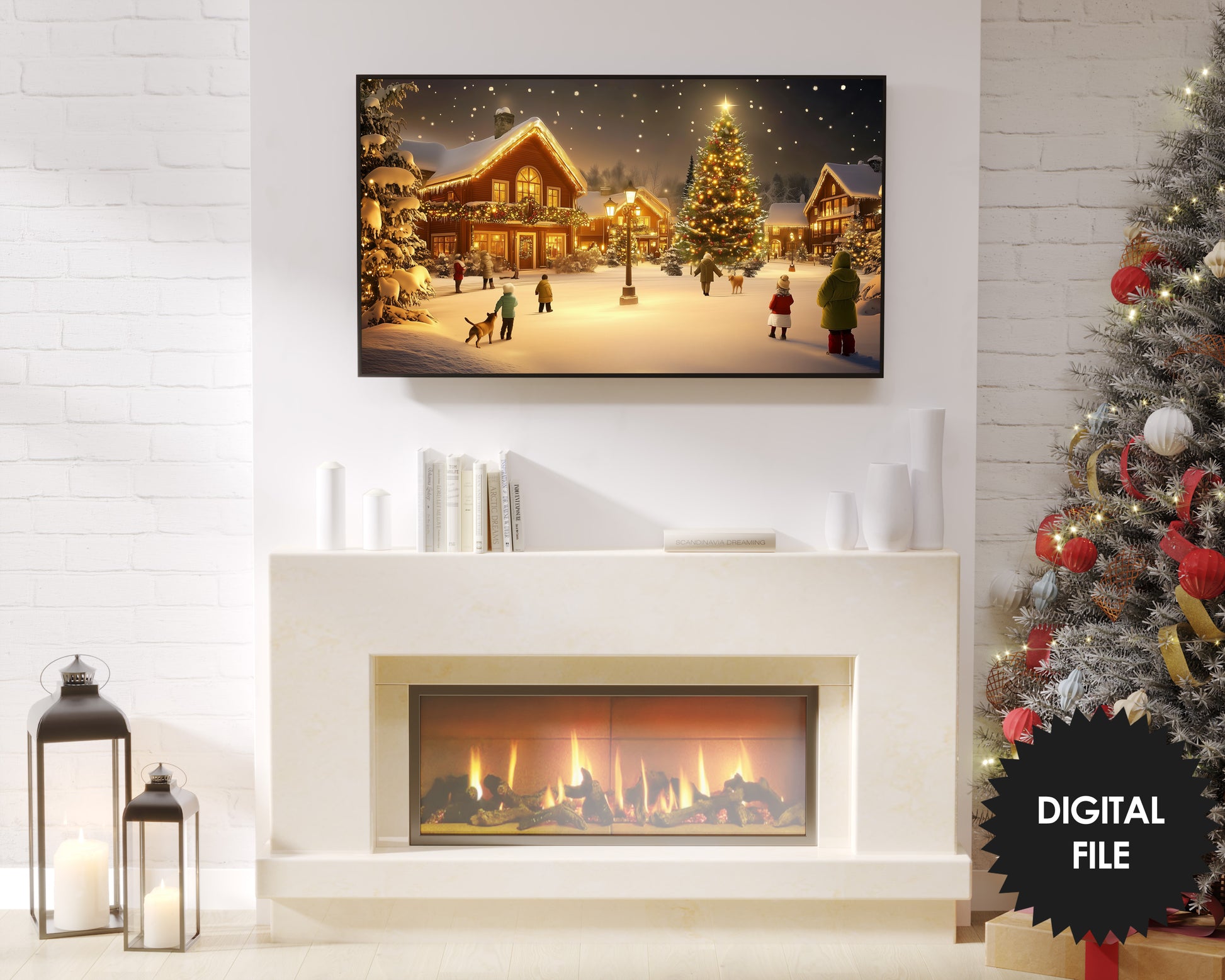 Samsung Frame TV Art Christmas Scene preview in Christmas ambience