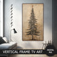 Vertical Frame TV Art, Christmas Tree Vintage Drawing preview on Samsung Frame TV when mounted vertically