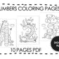 Numbers Coloring Pages for Kids, Preschool 123 Coloring Book, Kids Printables, Instant Download PDF 10 Pages, Print At Home, Download Now