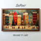 Colorful Christmas Town Frame TV Art | Digital Painting preview on screen