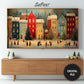 Colorful Christmas Town Frame TV Art | Digital Painting | Instant Download. Preview in living room.