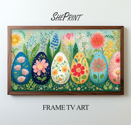Easter Eggs Frame TV Art | Folk Style | Digital Download preview