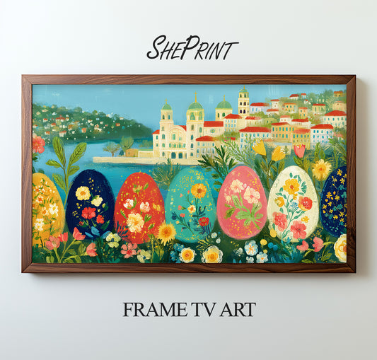 Easter Landscape Frame TV Art | Folk Style | Digital Download preview