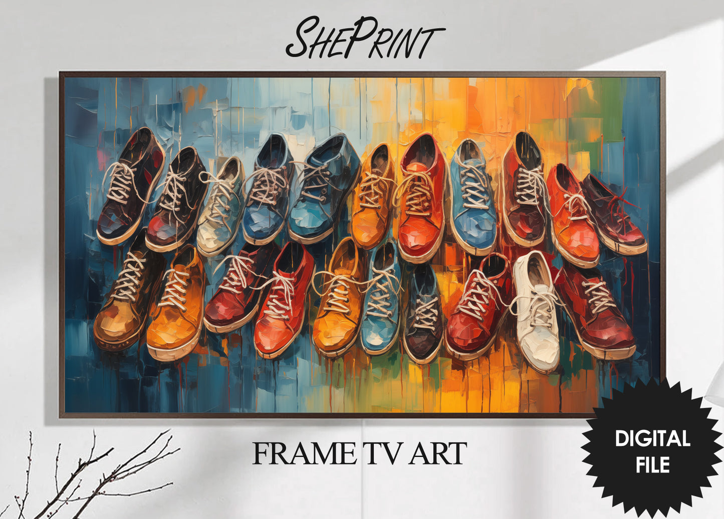 Colorful Shoes Painting Frame TV Art preview on Samsung Frame TV