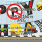 Construction Birthday Party Banner TV Art | For Boys close up view - version 2