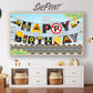 Construction Birthday Party Banner TV Art | For Boys preview on Samsung Frame TV in boys room - version 2