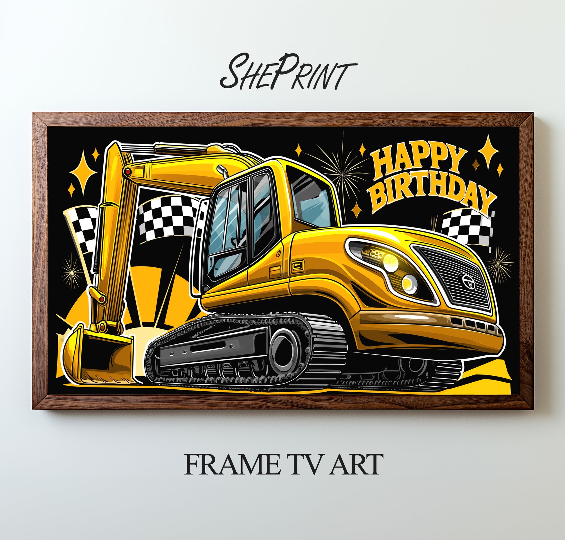 Construction Birthday TV Art For Boys | Heavy Machinery preview on Samsung Frame TV