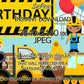 Construction Birthday Theme TV Art For Boys close up view