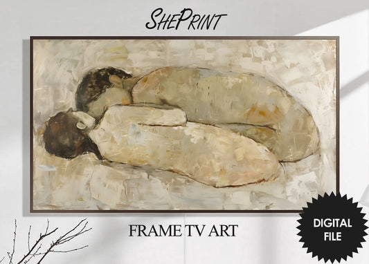 Frame TV Art, Couple Abstract Impressionism Art, Neutral Earthy Colors preview