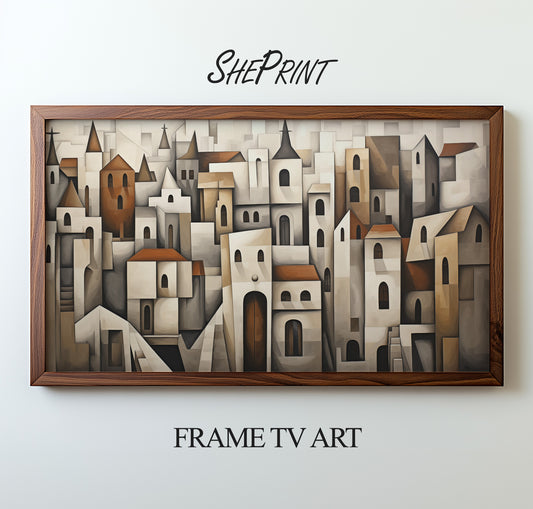 Frame TV Art, Cubist Cityscape Abstract Painting preview