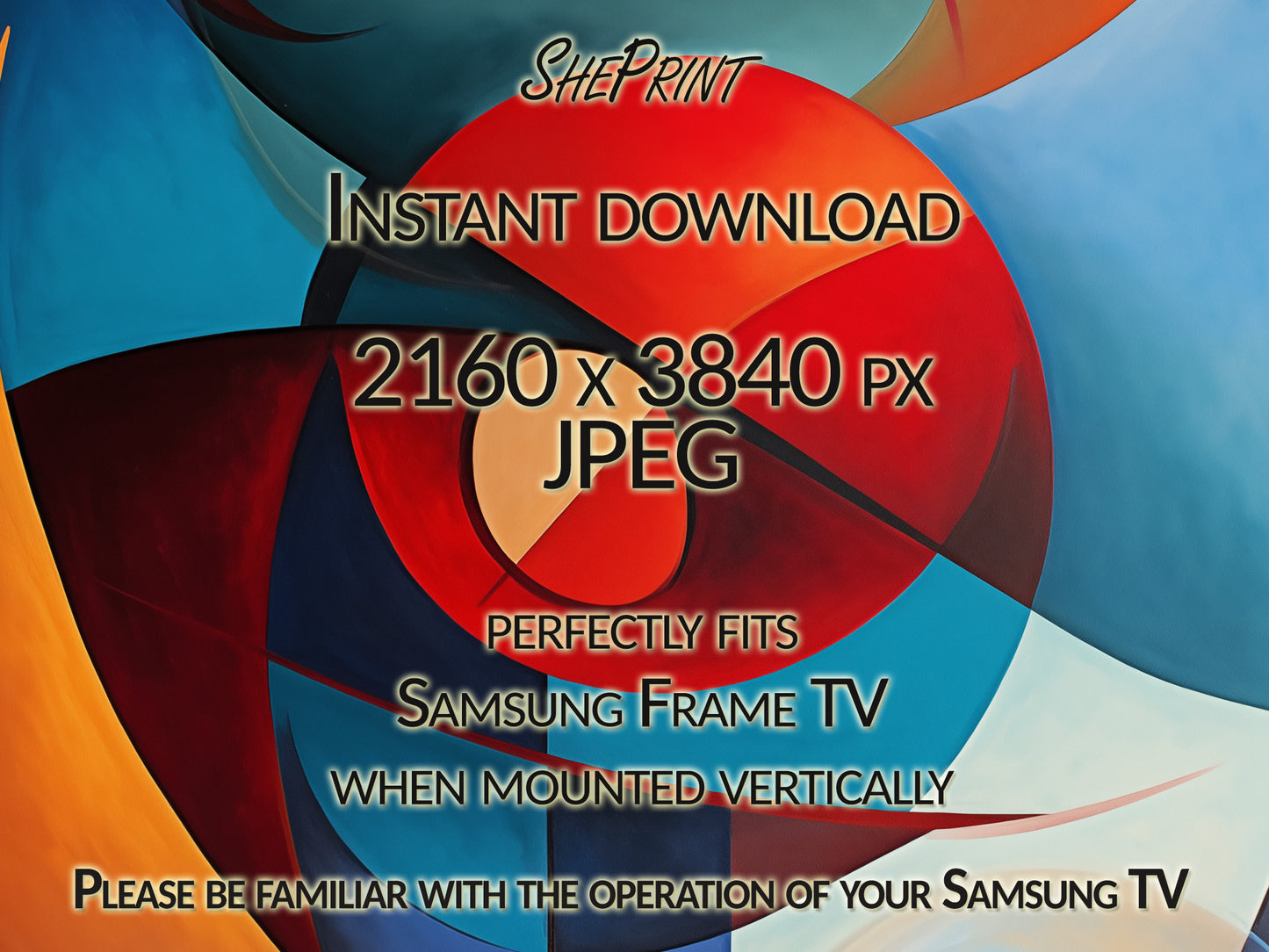 Vertical & Horizontal Frame TV Art, Curvy Shapes Abstract Art, Vibrant Colors, Oil Painting, Digital TV Art, JPEG Images, Instant Download
