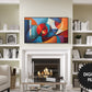 Vertical & Horizontal Frame TV Art, Curvy Shapes Abstract Art, preview in modern living room