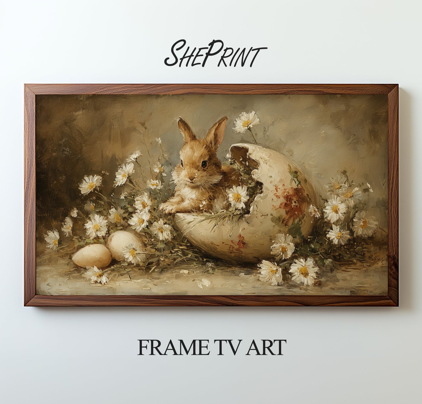 Vintage Easter Bunny Painting | Frame TV Art | Instant Digital Download