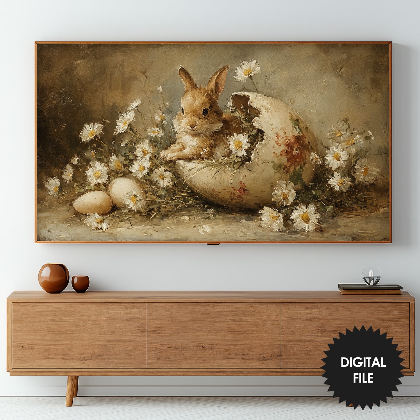 Vintage Easter Bunny Frame TV Art | Instant Digital Download preview