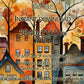 Frame TV Art | Cute Fall Town Watercolor Abstract Art close up look