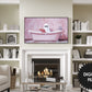 Samsung Frame TV Art Halloween | Cute Halloween Ghost in Pink Bathtub preview in modern living room