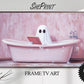 Samsung Frame TV Art Halloween | Cute Halloween Ghost in Pink Bathtub preview