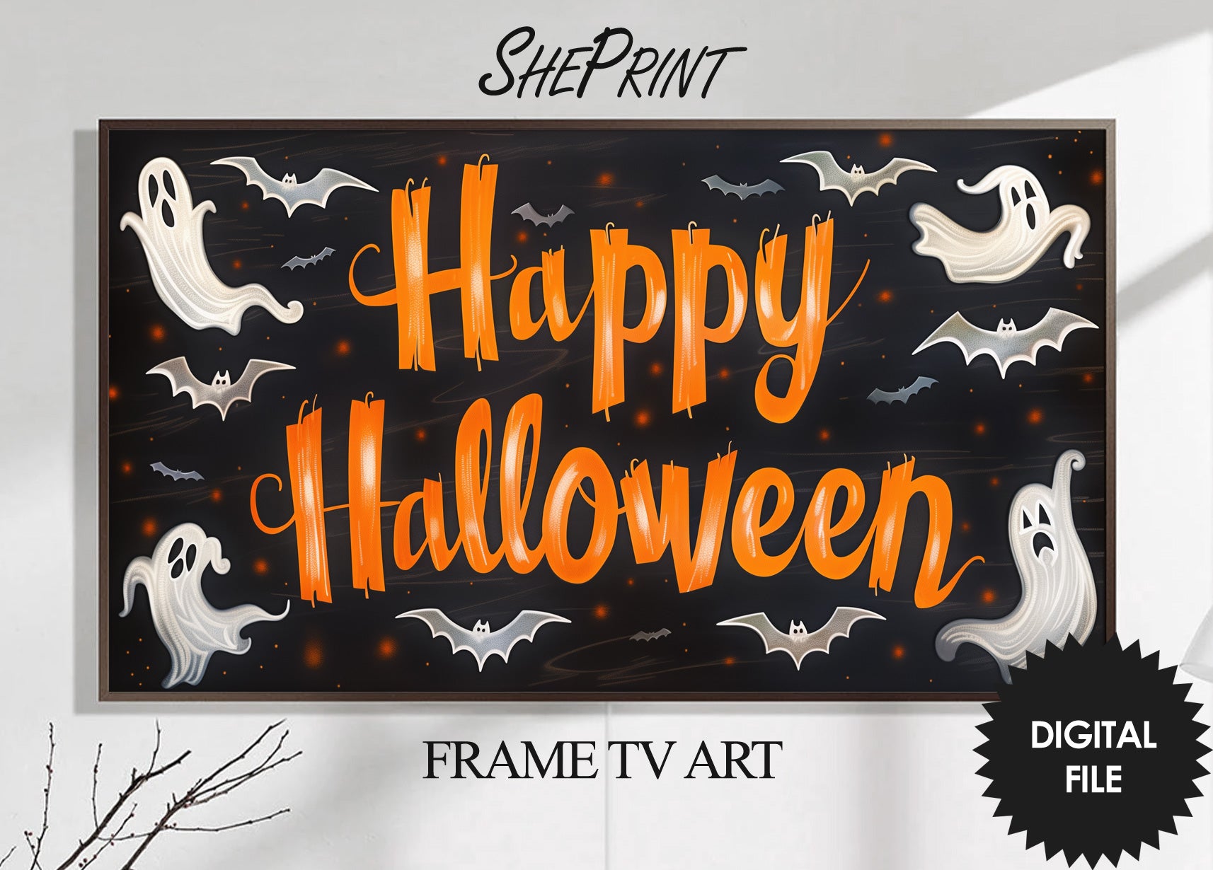 Frame TV Art Halloween | Cute Non Scary Halloween TV Banner preview