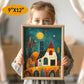 Printable Wall Art for Kids, Boho Style Cute House Print preview when printed