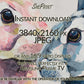 Easter Bunnies Abstract TV Art | Impasto Cubism Painting | Instant Digital Download close up look