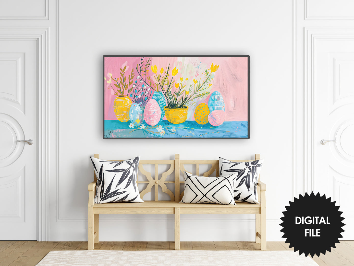 Frame TV Art Easter Still Life Pastel Colors preview in scandinavian style room