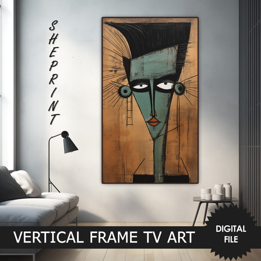 Vertical Frame TV Art, Eccentric Elegance Man Portrait Abstract Art preview on Samsung Frame Tv when mounted vertically