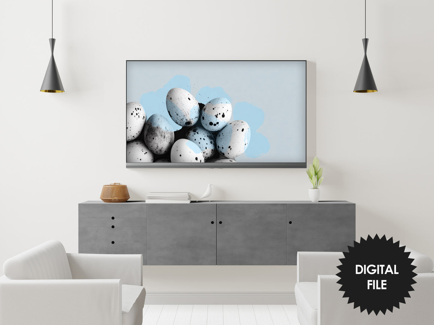 Easter Eggs Frame TV Art | Modern Abstract | Instant Digital Download preview 2