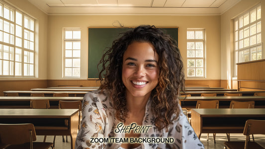 Zoom Background For Teachers, Empty Vintage Classroom clear version preview