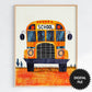 Fall Wall Art For Kids, 9 Back To School Prints For Kids, School Bus Print Preview