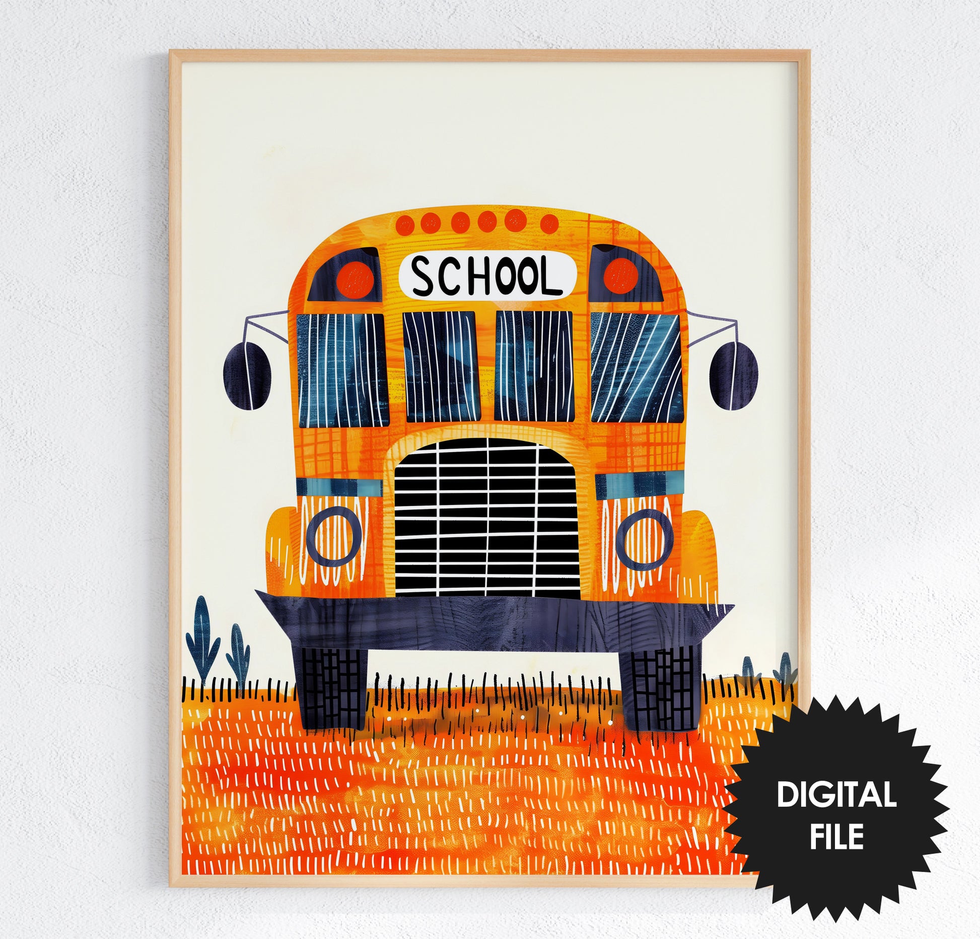 Fall Wall Art For Kids, 9 Back To School Prints For Kids, School Bus Print Preview