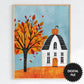 Fall Wall Art For Kids, 9 Back To School Prints For Kids, Cute Village House Print Preview