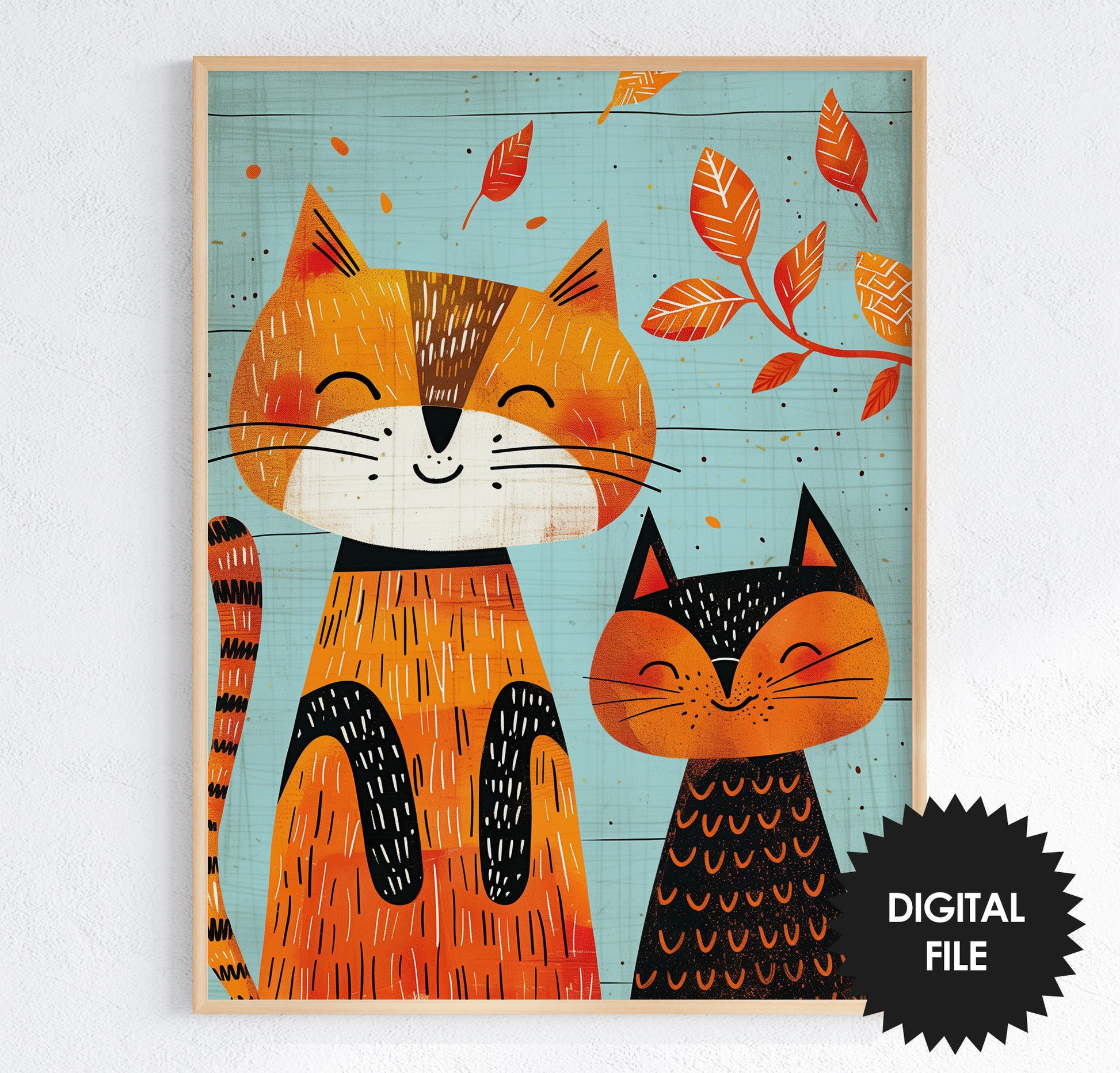 Fall Wall Art For Kids, 9 Back To School Prints For Kids, Cute Cats Print Preview