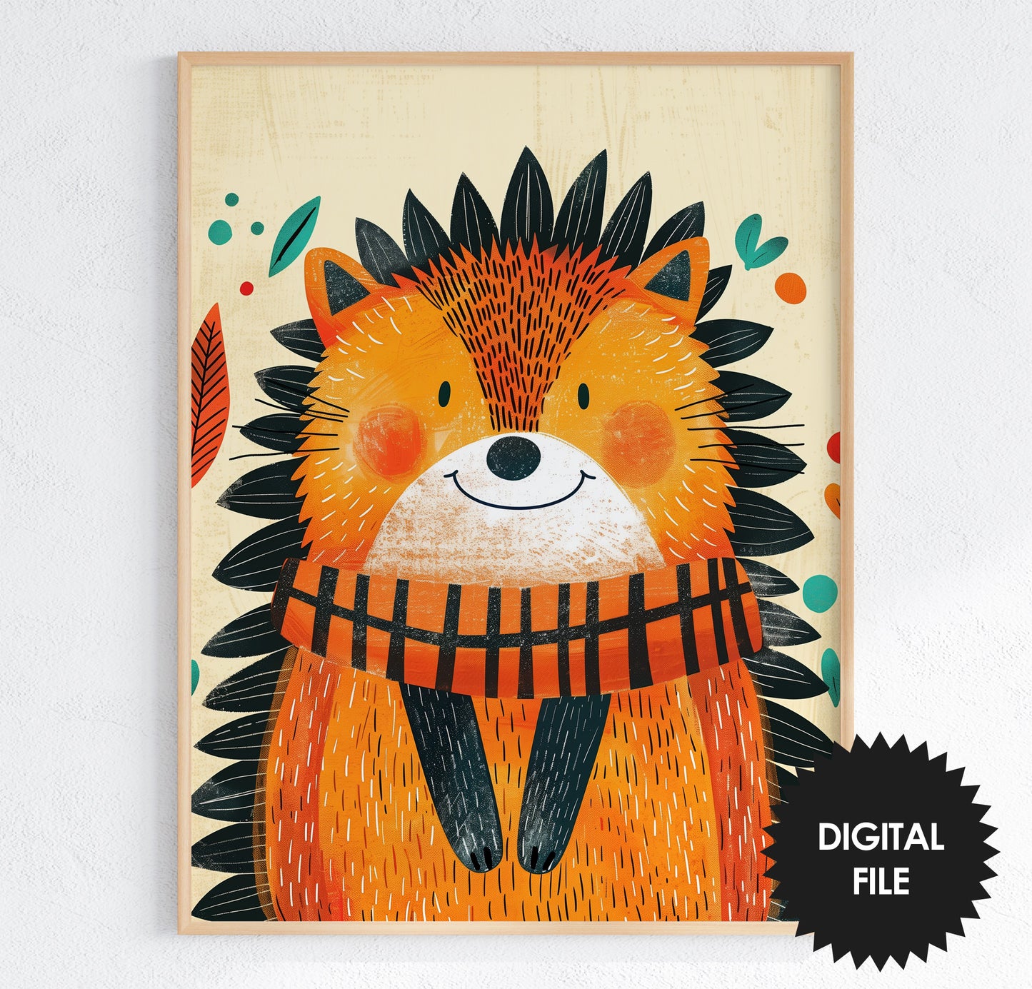 Fall Wall Art For Kids, 9 Back To School Prints For Kids, Cute Hedgehog Print Preview