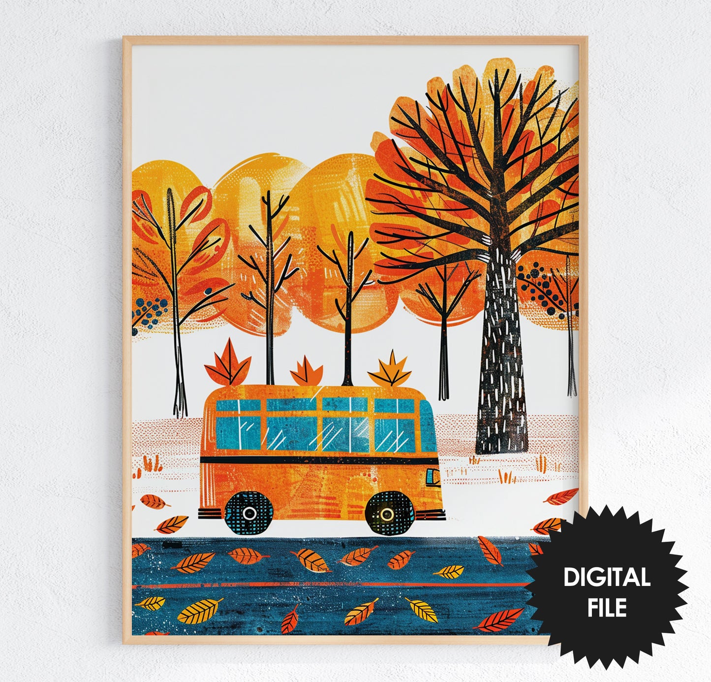 Fall Wall Art For Kids, 9 Back To School Prints For Kids, Fall Scene Print Preview