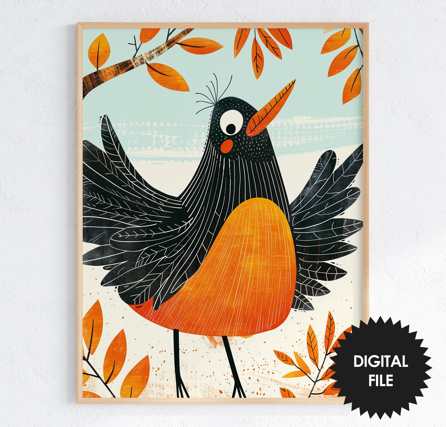 Fall Wall Art For Kids, 9 Back To School Prints For Kids, Cute Bird Print Preview