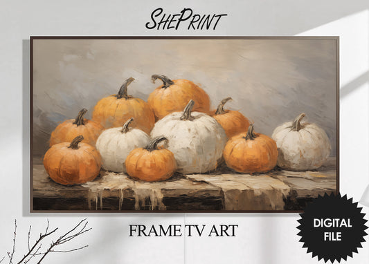 Framed TV Art Fall Pumpkins, Thanksgiving TV Art, Instant Download