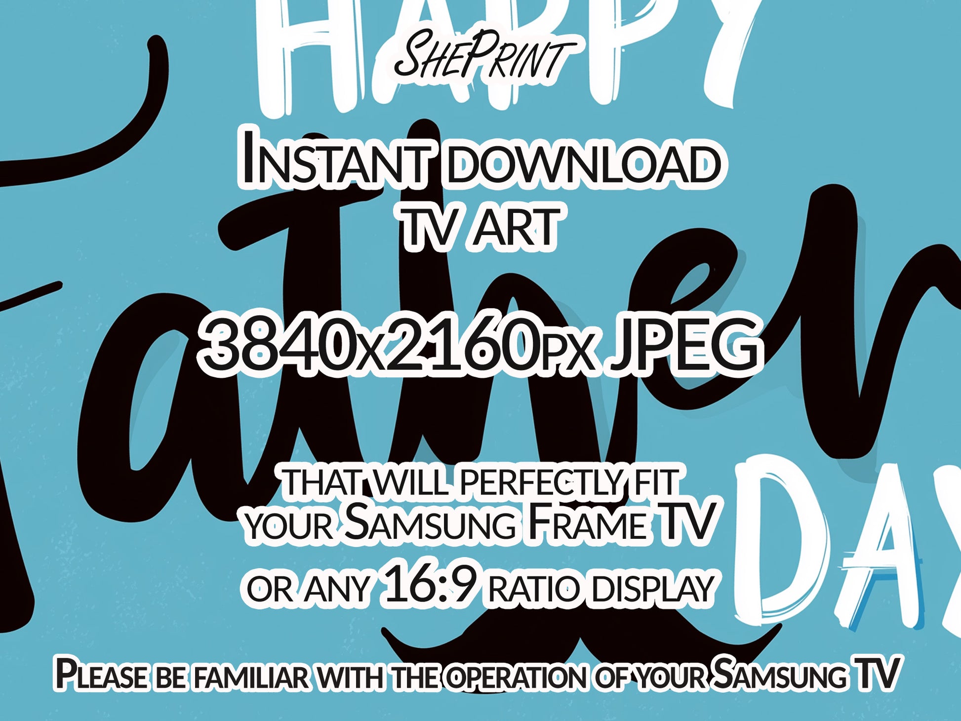 Happy Father’s Day Frame TV Art | Modern Dad Quote Digital Download | Samsung Frame TV Art | Father’s Day TV Decor close up look