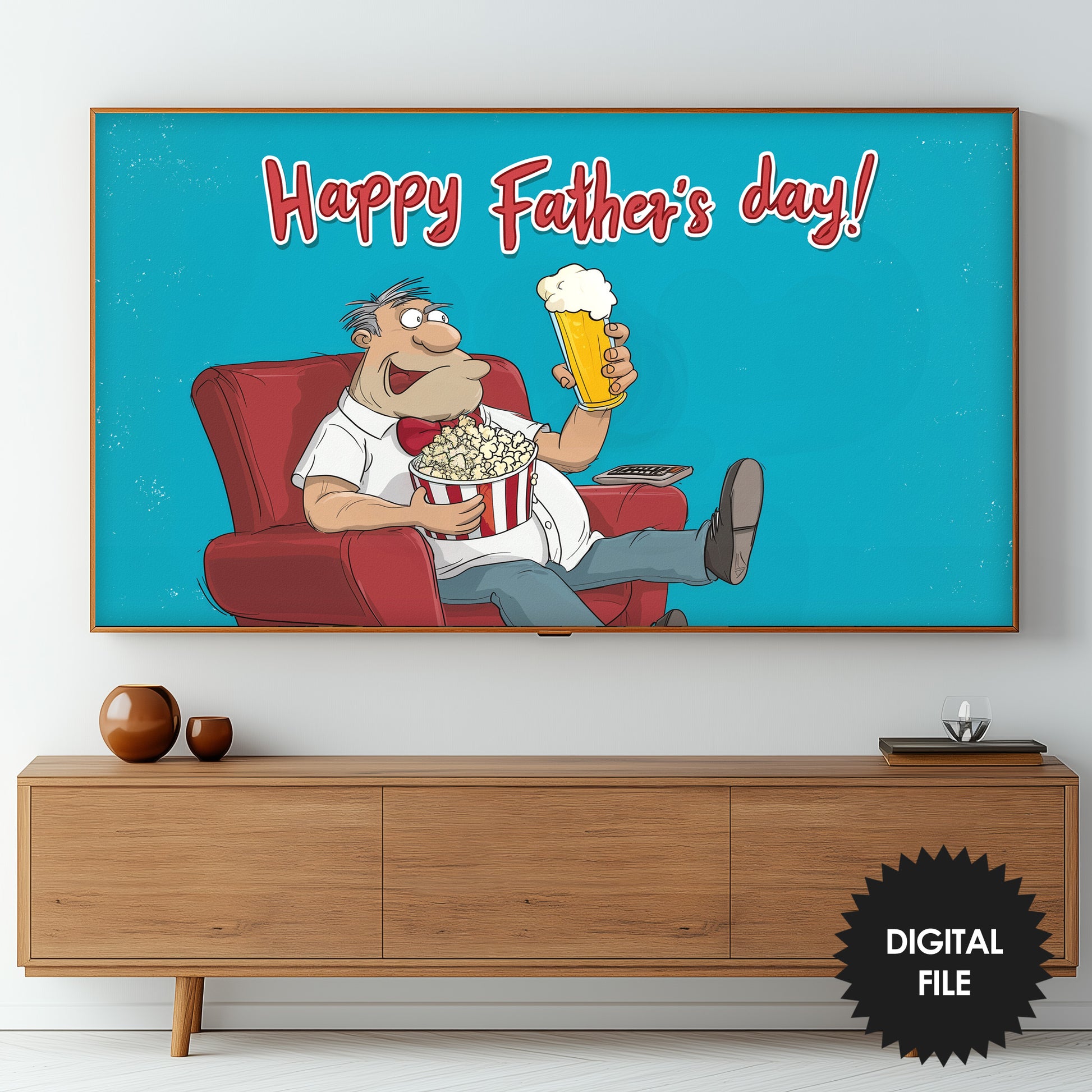 Funny Father’s Day Frame TV Art | Relaxing Dad Banner for Samsung Frame TV | Humorous Father’s Day Digital Download preview on screen